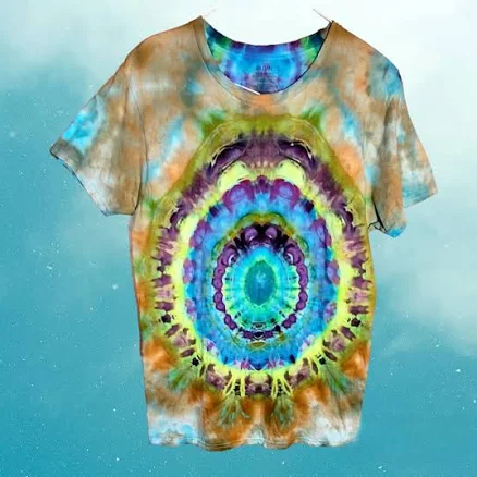 psychedelic kaleidoscope medium hand dyed shirt. #retro tie dye #free spirit tie dye #street wear #hand dyed #fashion with soul