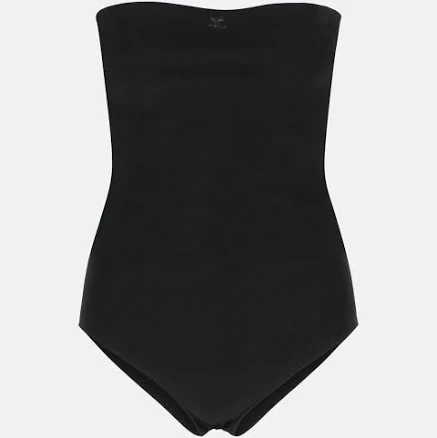 Courreges Logo-embroidered Strapless Bodysuit