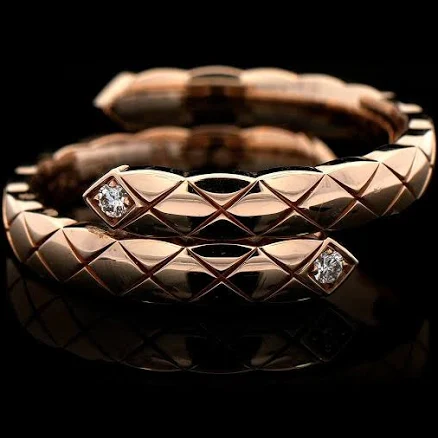 CHANEL 18K Rose Gold Estate Diamond Coco Crush Toi et Moi Ring