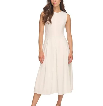 Calvin Klein Women's Sleeveless Pleated Midi A-Line Dress