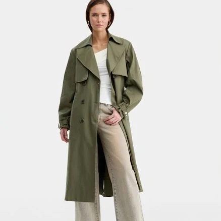 Bar III Women's Belted Oversized-Sleeve Trench Coat