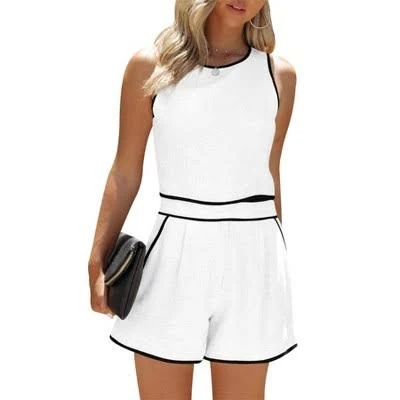 Imily Bela Women's Sleeveless Zip Back Crop Top and High Waist Shorts