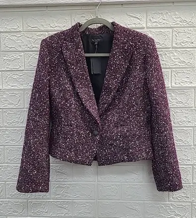 Rag & Bone Valerie Tweed Crop Blazer Size 2 Burgundy