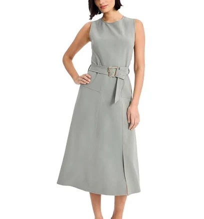 Luxely Women's Crewneck Sleeveless Flare Midi Dress