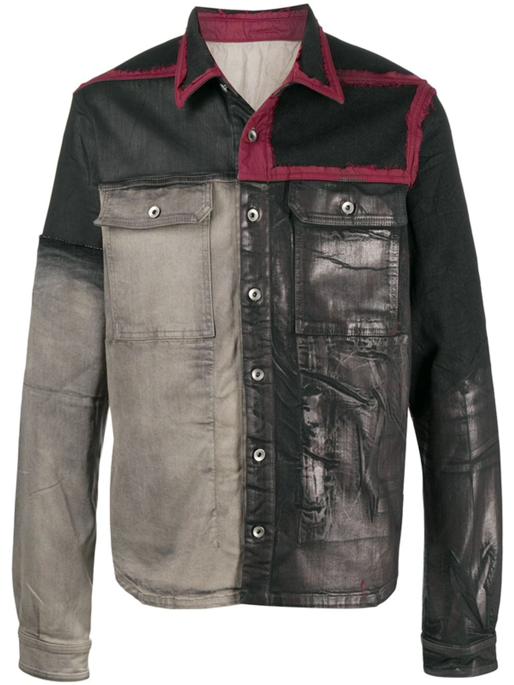 Painted Panel Denim Jacket In Grey