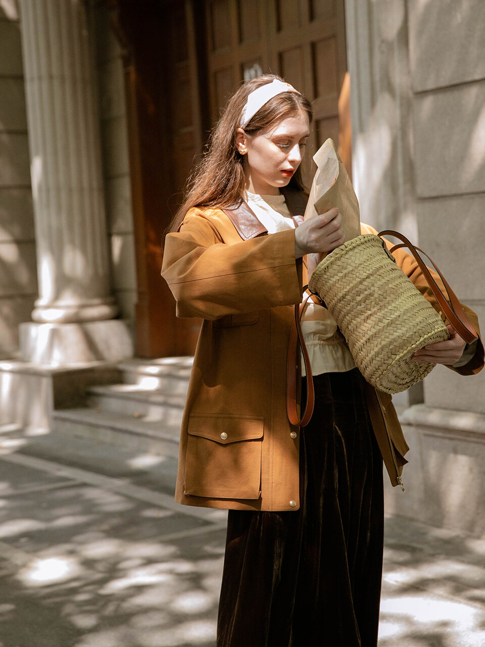 HAZEL Leather Colour Jacket (Caramel)