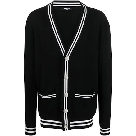 Balmain Men's Contrasting-Trim V-Neck Cardigan