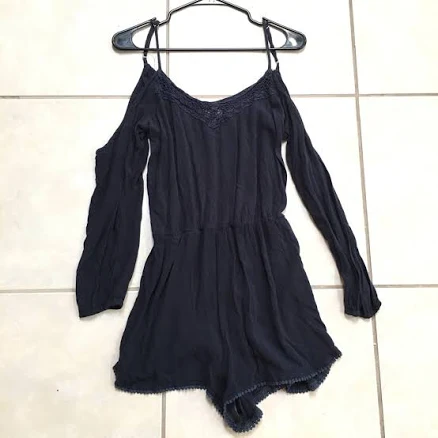 Hollister Pants & Jumpsuits | Hollister Navy Cut-Out Romper | Color: Blue | Size: L | Vejnaa's Closet