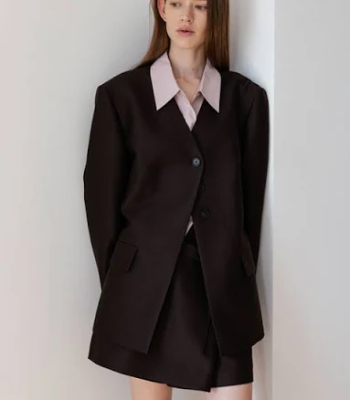 LOEUVRE Wool Silk V-neck Slim Jacket SW5AJ318-94