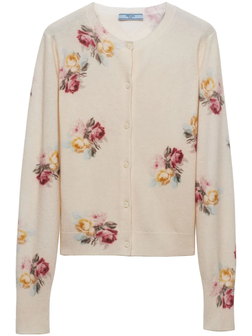Floral-print Wool Cardigan