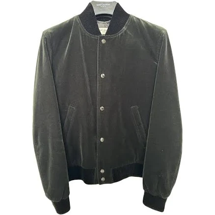 Saint Laurent Logo Cotton Velvet Teddy Jacket