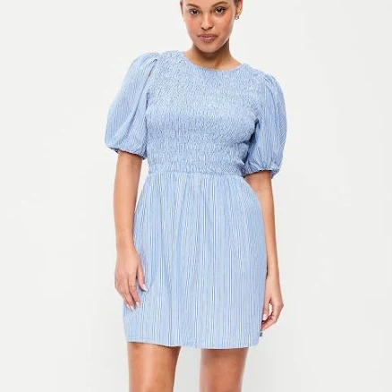Old Navy Women's Smocked Puff-Sleeve Flare Mini Dress