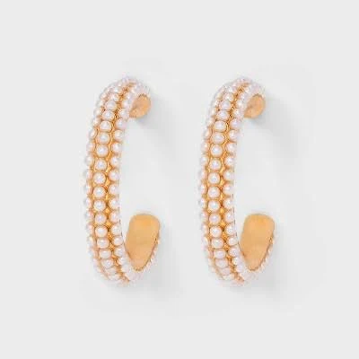 A New Day Gold Pearl Hoop Earrings