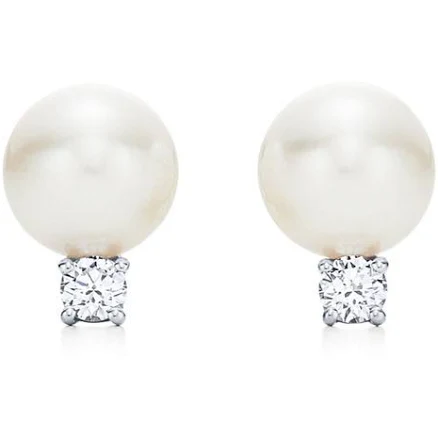 Tiffany Signature Pearl Earrings in White Gold