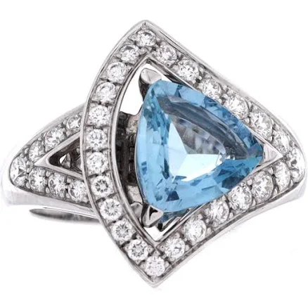 BVLGARI Divas' Dream Openwork Ring 18K White Gold/Aquamarine/Diamond mm