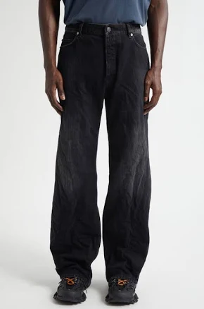 Balenciaga Men's Distressed Relaxed Fit Jeans