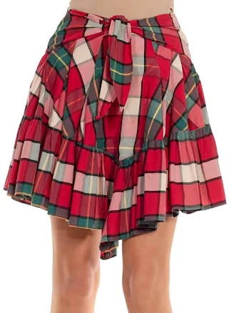 VALENTINO OLIVER 1980s Checked Cotton Skirt