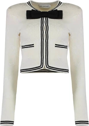 Self Portrait Bow Jacquard Cardigan