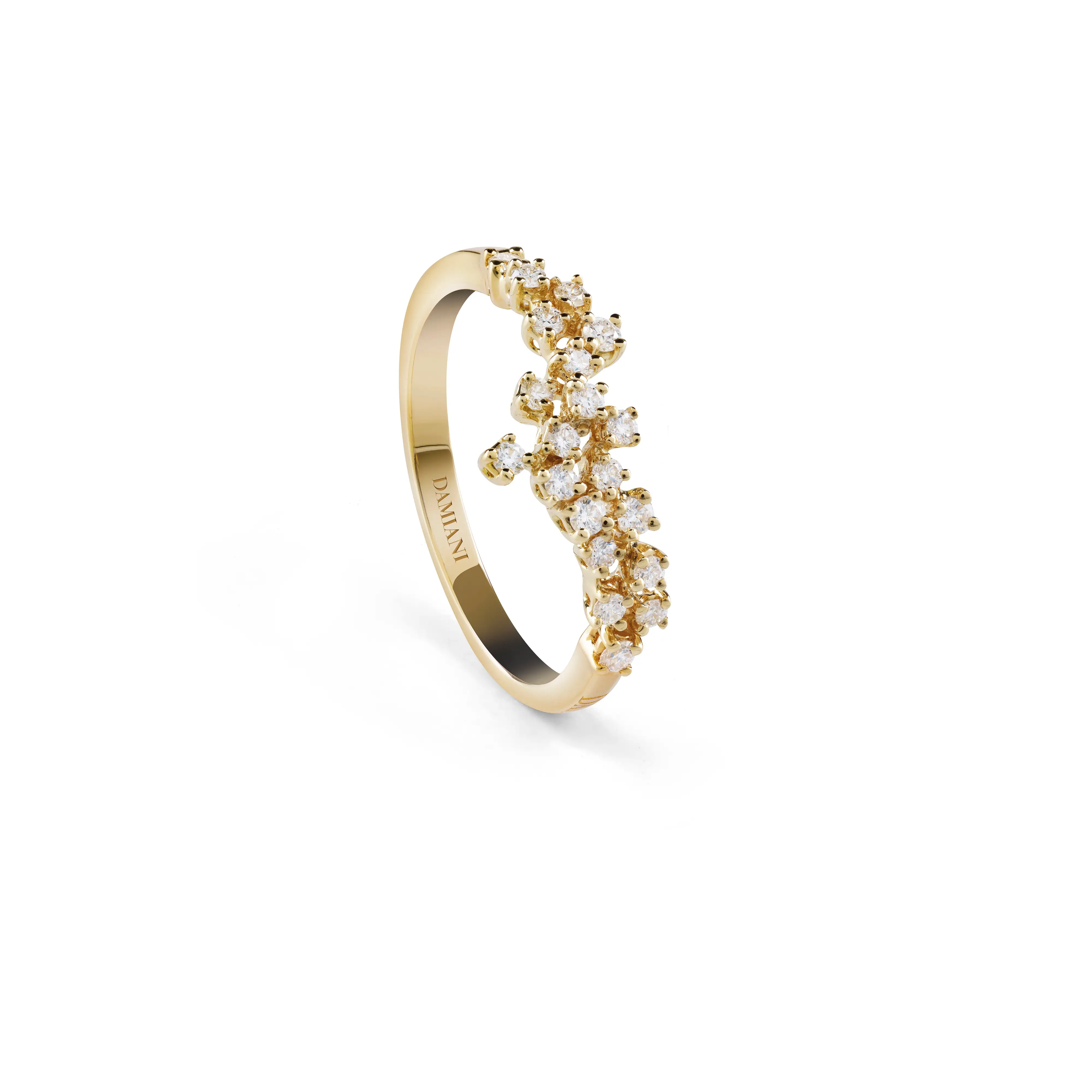 Curved Half-Eternity Ring in Yellow Gold and Diamonds