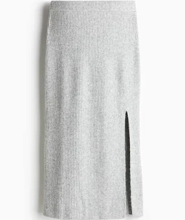 H&M Ladies Melange Rib-Knit Pencil Skirt