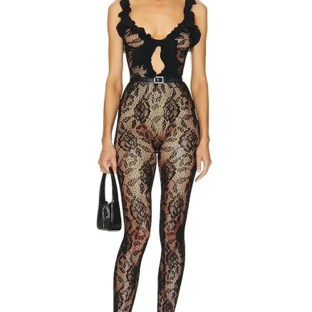 Alessandra Rich Lace Jumpsuit - New Women | Color: Black | Size: M