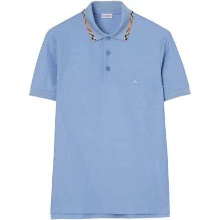 Burberry Men's Check Trim Cotton Polo Shirt