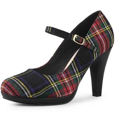 Allegra K Women's Houndstooth Mary Jane Stiletto Pumps