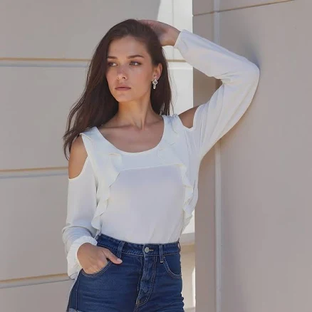 Women's Long Sleeve Open Shoulder Top