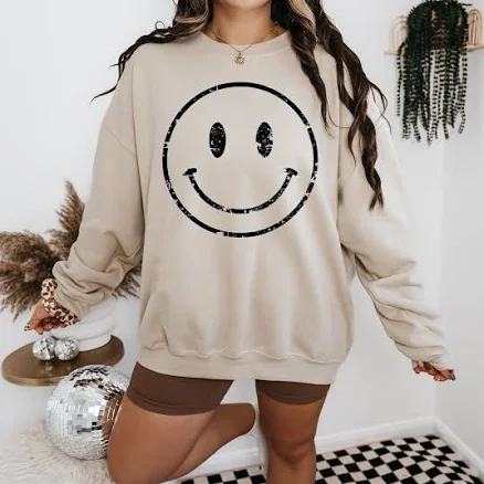 Distressed Smile Face Hoodie