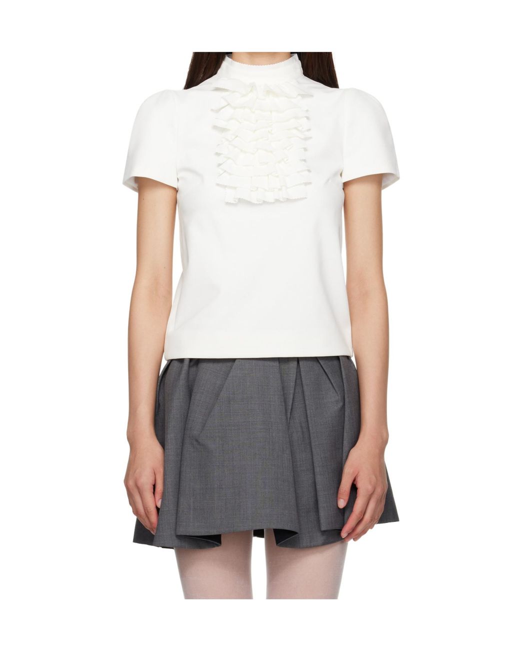 Stand Collar Zip-up Blouse