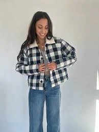 MABLE Women's Gingham Plaid Jacket