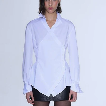 "RONEW RONEW ROSIE ASYMMETRIC SHIRTS" by W Concept