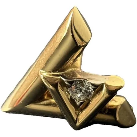 LOUIS VUITTON Yellow Gold Diamond LV Volt Earring