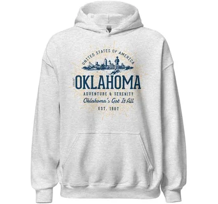 Treaja Vintage-Looking Retro Oklahoma Hoodie