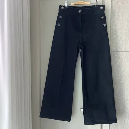 The Handsome Time TIME Button Wide Denim Pants Black Pants Lanvin Collection Mine System