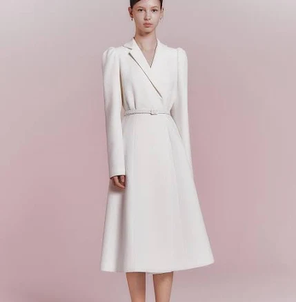 IvanaHelsinki Tweed Puff Sleeve Pleated Slim Fit Dress by W Concept