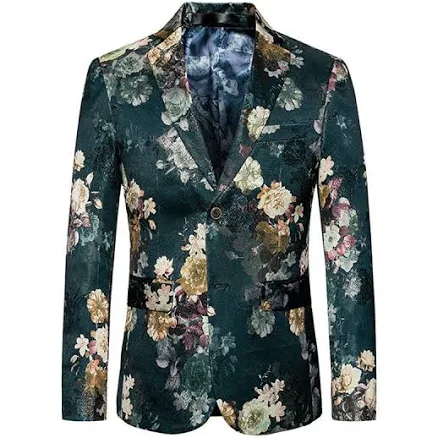 Lavetir Men's Tailored Fit Notched Lapel Breasted Two-Button Party Jacket