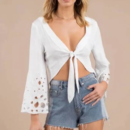 Moon River Reversible Eyelet Crop Top