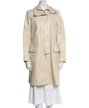 Chloé Leather Trench Coat in Neutrals, Women's US8, FR40 | M