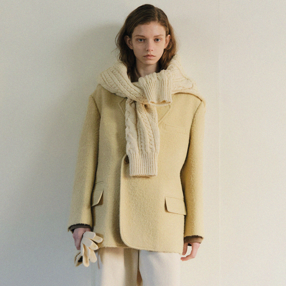 [르닐] Alpaca Brioche Boucle Jacket (Butter)