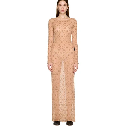 Marine Serre Moonogram Mesh Flock Maxi Dress