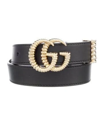 Gucci Torchon Double G Logo Belt in Black, Women's XXS