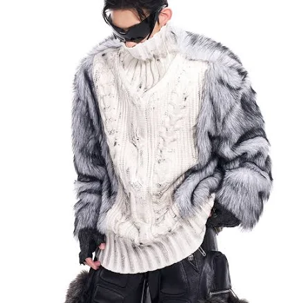 DIRTY Knit Fur Hybrid Pullover