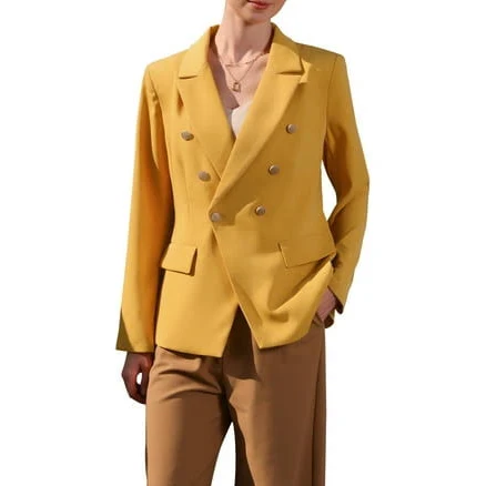 Inspire Chic Women's Double Breasted Notch Lapel Blazer