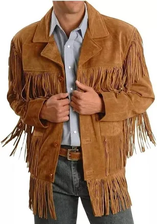 Men's Western Fringe Suede Leather Jacket