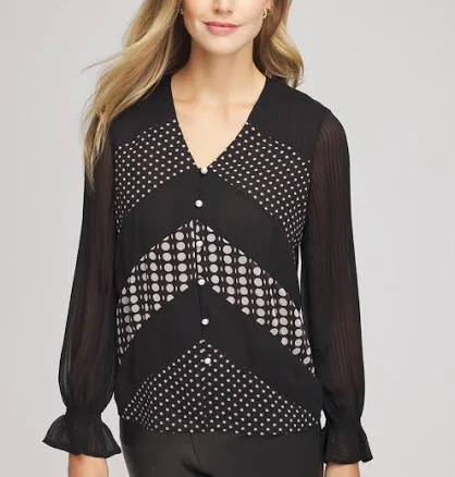 Chico's Women's Georgette Polka Dot Blouse