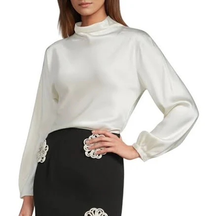 Antonio Melani Jessa Long Sleeve Mock Neckline Silk Blouse