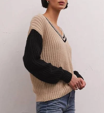 Z Supply Women's Hunter Varsity V-Neck Sweater