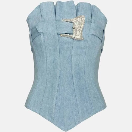 POSTER GIRL Women's Calamity Corset Coastal Fog