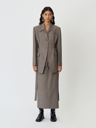 Oversized Tailored Collarless Blazer